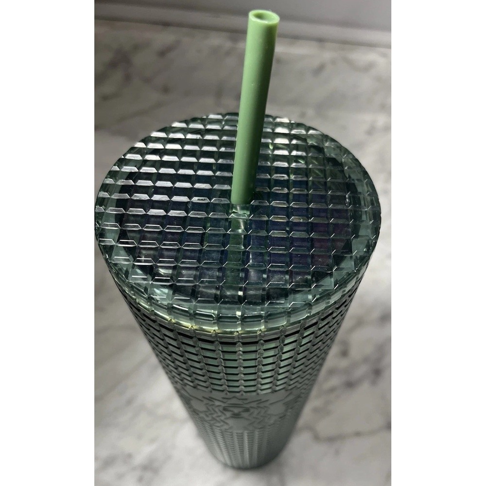 STARBUCKS - Christmas Green Holiday Tumbler Venti 24oz Cold Cup With Straw NEW - Picture 5 of 6